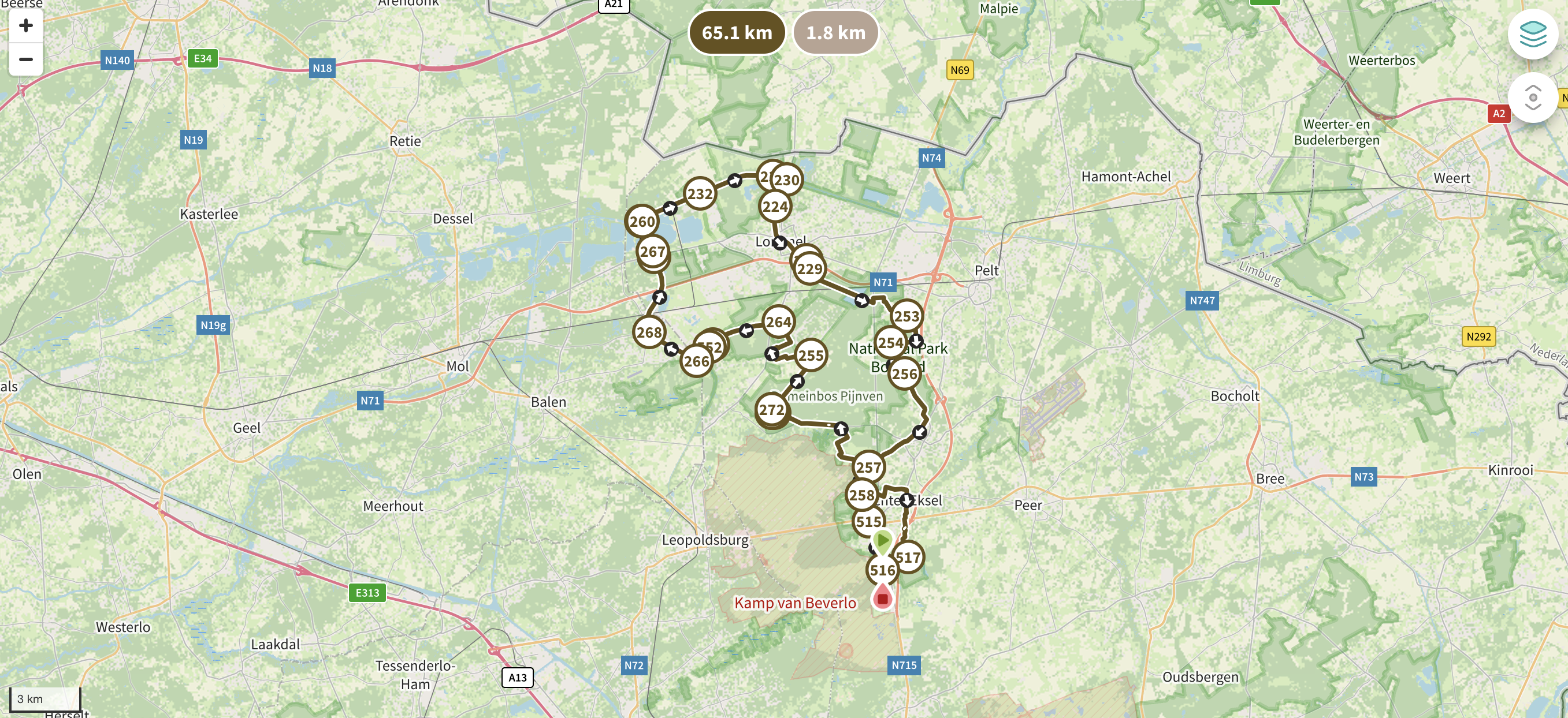 Fietsroute rond Hechtel-Eksel