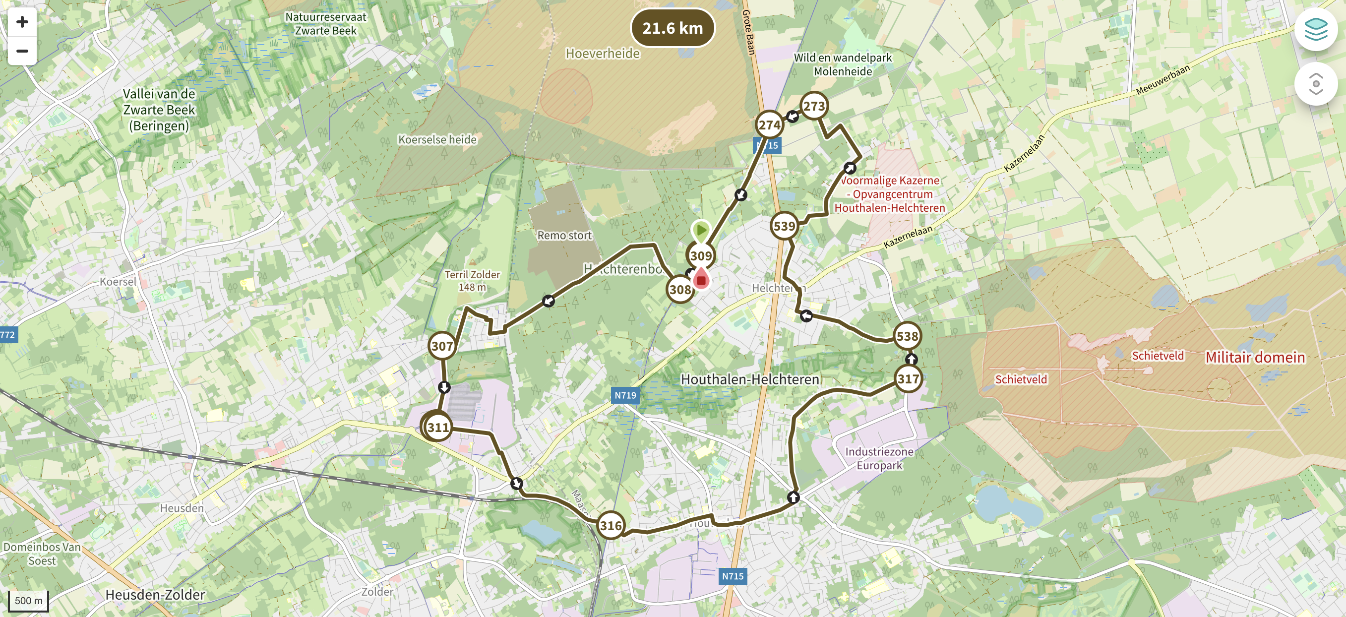 Fietsroute rond Houthalen-Helchteren